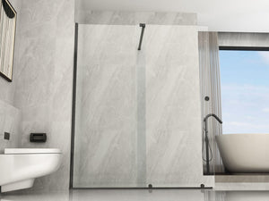 Parete Doccia Walk-In Scorrevole Profili Neri 8mm H195cm - 100 cm