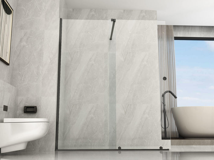Parete Doccia Walk-In Scorrevole Profili Neri 8mm H195cm - 120 cm