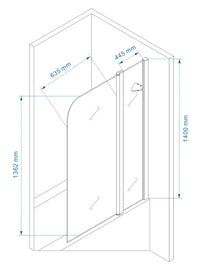 Parete sopravasca a battente in cristallo 6mm trasparente 120cm CERVETTA