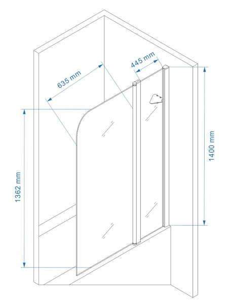 Parete sopravasca a battente in cristallo 6mm trasparente 120cm CERVETTA