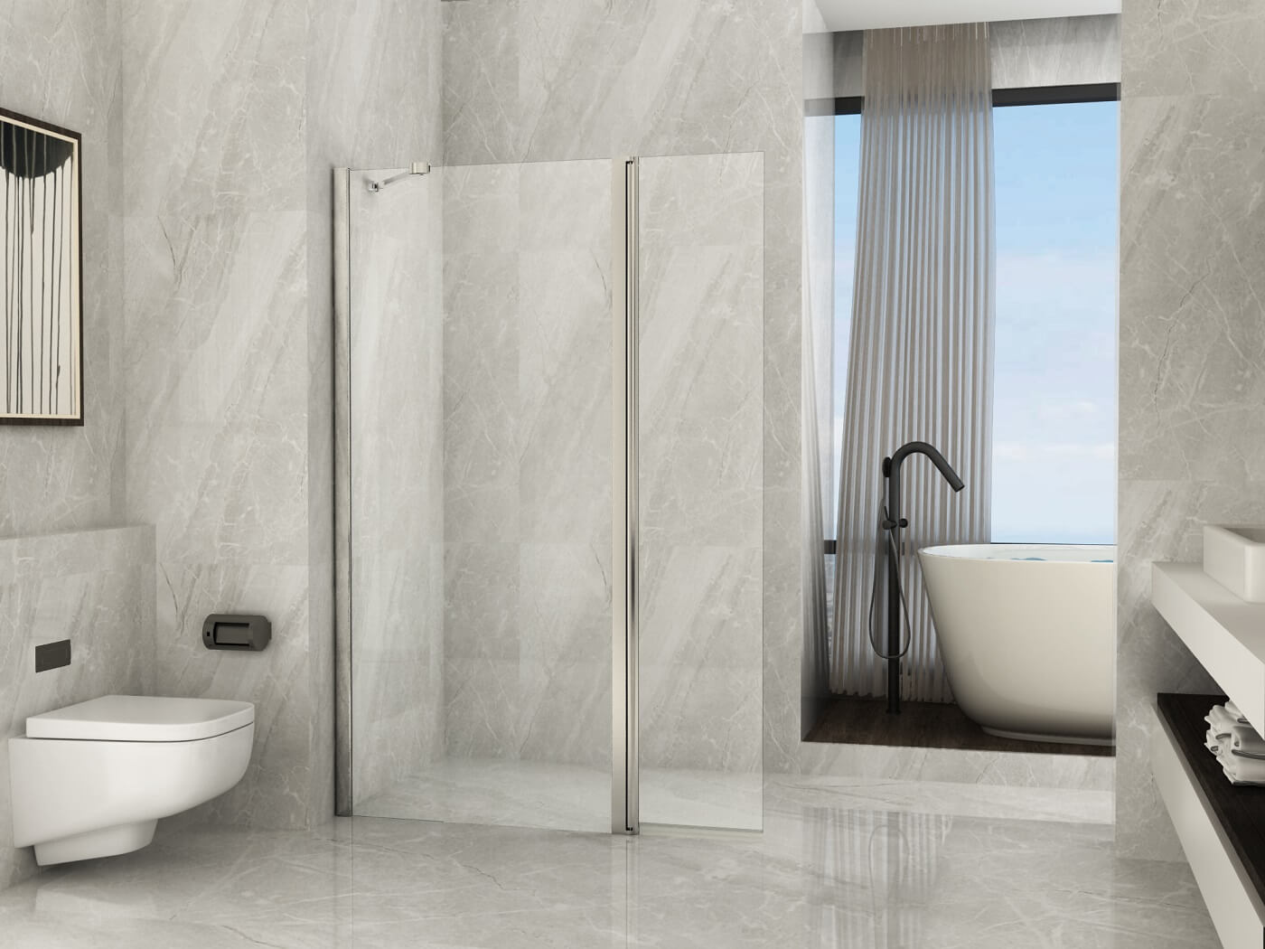 Parete Walk In Con Deflettore Pivot 8mm H195 - 100 cm