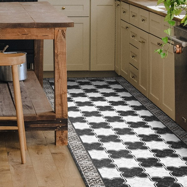 Passatoia da Cucina in Vinile Lavabile e Antigraffio Marble Chess 50x120