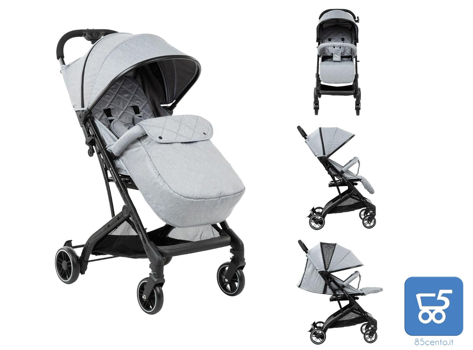 Passeggino KIKKA BOO Miley Colore Grigio Pieghevole Portata fino a 22Kg con Cappottina