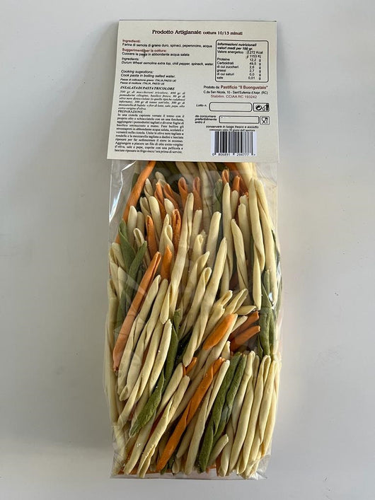 Pasta di semola di grano duro, 6 confezioni da gr 500, Maccheroni Tricolore