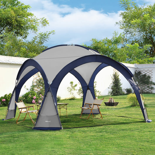 Tenda 'Grästorp' per Eventi - Gazebo con Illuminazione a LED Zanzarieri e 2 Pareti Chiudibili - Blu [pro.tec]