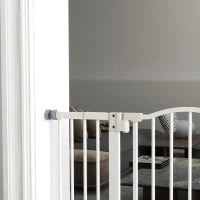 Cancelletto per Cani Estensibile con 4 Viti Regolabili, in Metallo e Plastica, 74-100x78 cm, Bianco