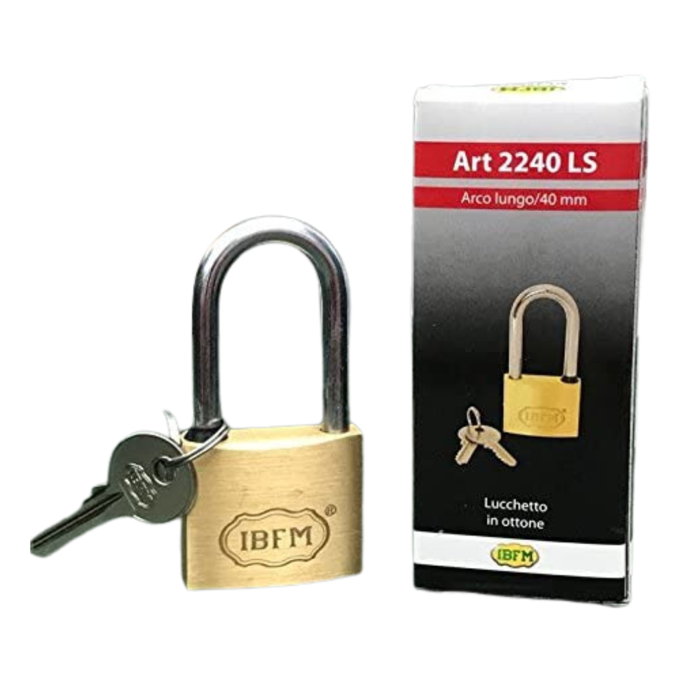 Lucchetto in ottone ad arco lungo da 40 mm