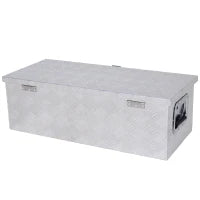 Cofanetto Porta Attrezzi in Alluminio, Cassetta degli Attrezzi con Maniglie Retrattili e Chiusura con Chiave, 76L x 33L x 25H cm, Grigio