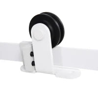 Kit per Porta Scorrevole con Binario 183cm, Rotelle e Minuteria Inclusa, Bianco