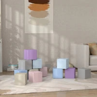 Set 12 Cubi Giocattolo Morbidi per Bambini 12-36 Mesi in PU ed EPE, 20x20x20 cm, Multicolore