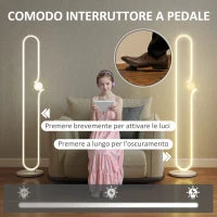 Lampada da Terra a LED a forma di Nota Musicale con Luminosità Regolabile e Pedale, 28x28x145 cm, Bianco
