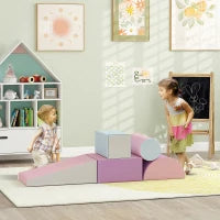 Set Costruzioni Morbide per Bambini 1-3 Anni con 5 Blocchi Colorati in Finta Pelle e Schiuma Multicolore