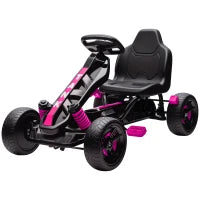 Kart a pedali per bambini, karting per bambini da 3 a 6 anni con frizione automatica, freno, ruote EVA antiscivolo, rosa