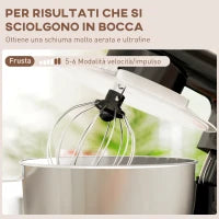 Impastatrice Planetaria da 4.5L a 6 Velocità in Acciaio Inox, Plastica e Alluminio, 35x22x29 cm, Nero e Argento
