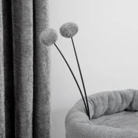 Albero Tiragraffi per Gatti con Casetta e Lettino, Pali in Sisal e Palline, 44.5x44.5x73.5cm, Grigio