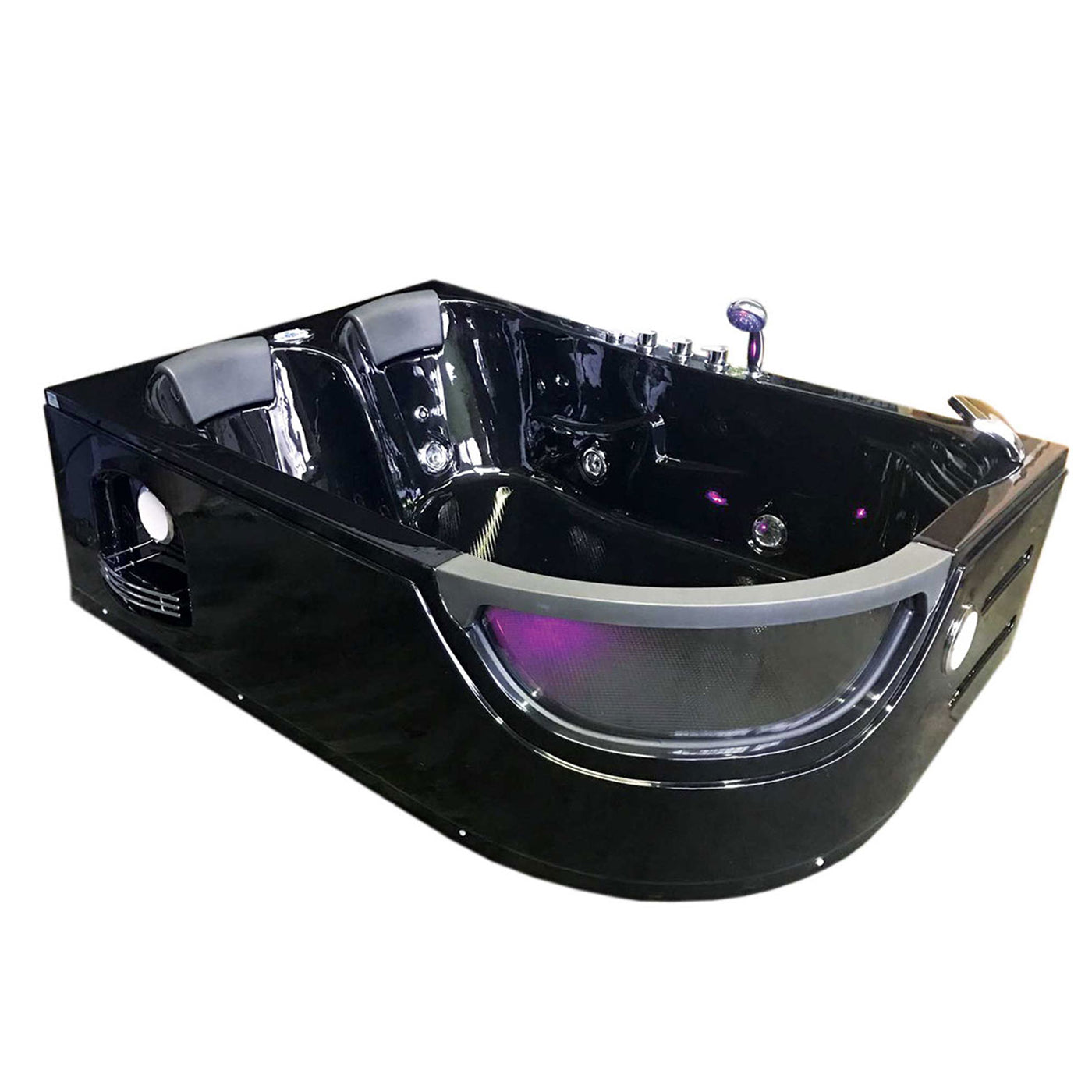 Vasca idromassaggio nera 120 x 180 cm 2 persone 8 getti – Pegaso