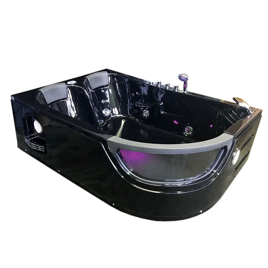 Vasca idromassaggio nera 120 x 180 cm 2 persone 8 getti – Pegaso