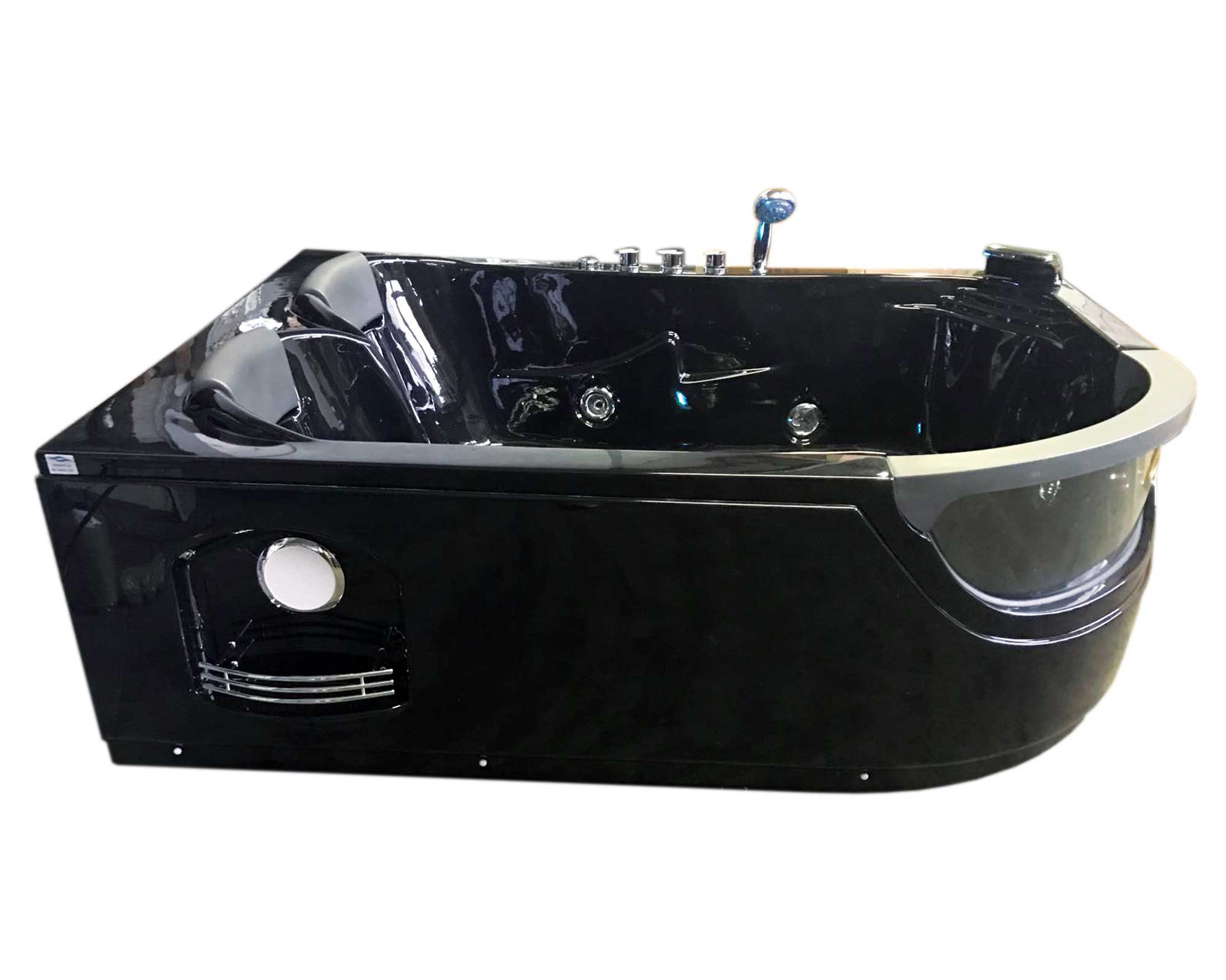 Vasca idromassaggio nera 120 x 180 cm 2 persone 8 getti – Pegaso
