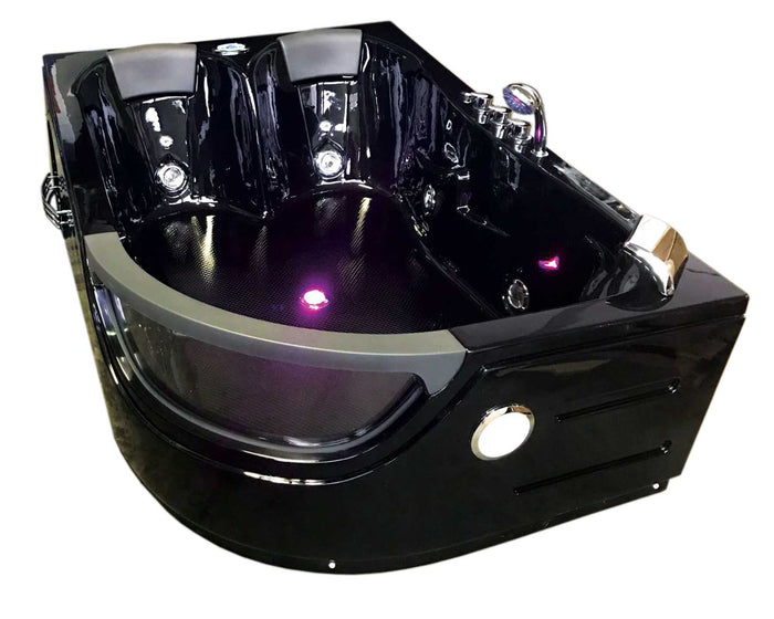 Vasca idromassaggio nera 120 x 180 cm 2 persone 8 getti – Pegaso