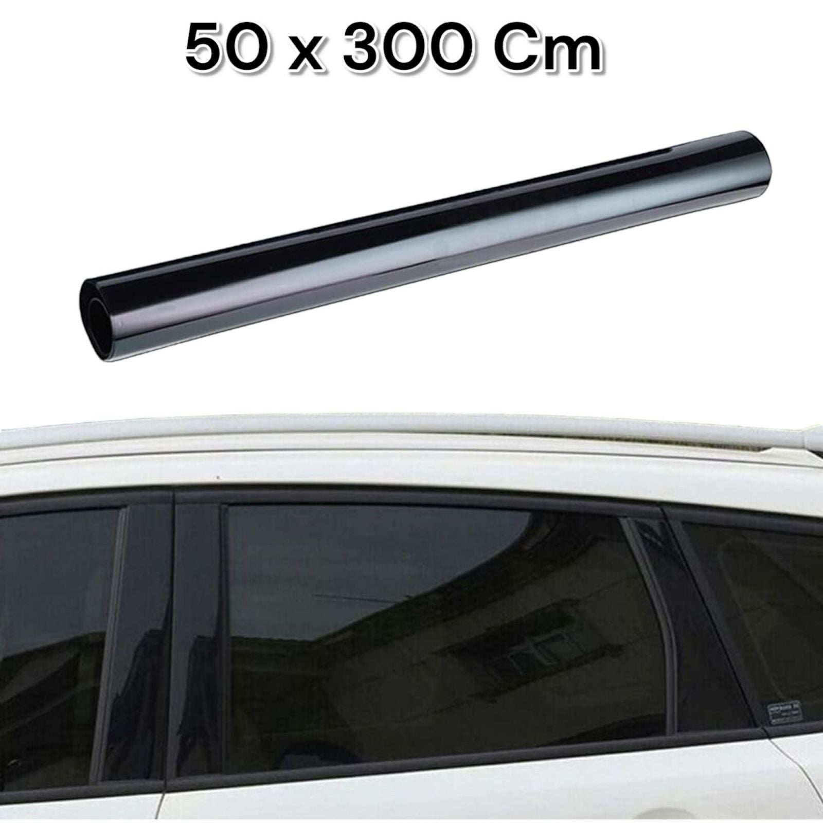 Pellicola Oscurante per Vetri Auto Autoadesiva Protezione Solare 50x300cm
