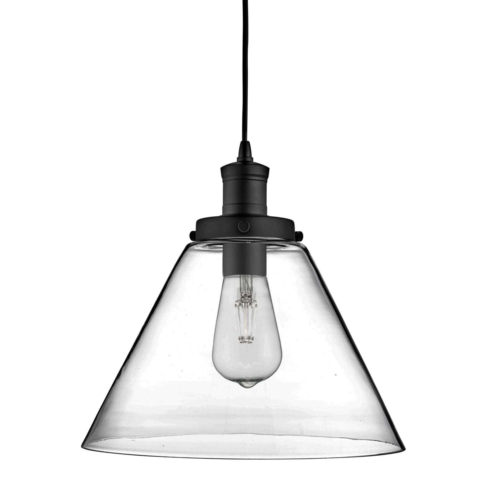 Pendente Piramide - Metallo Nero e Vetro