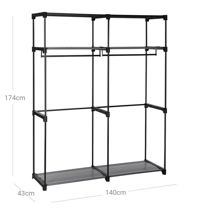Armadio guardaroba portatile con barra appendiabiti appendiabiti pieghevole guardaroba camera da letto studio 140 x 43 x 174 cm grigio 12_0004004