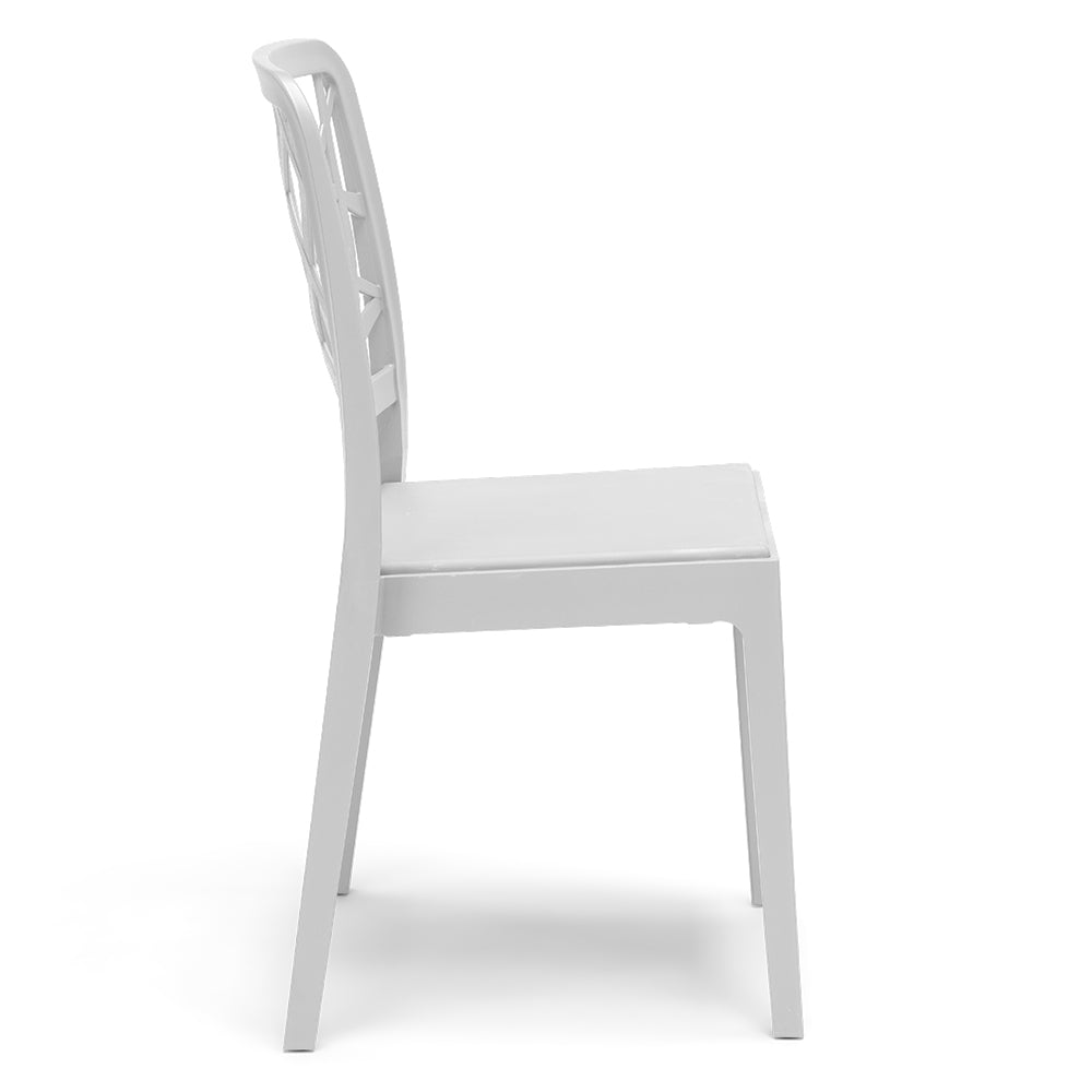 Set 6 sedie in polipropilene PENELOPE, 100% MADE IN ITALY, impilabile, resistente ai raggi UV, design moderno, ideale per sala da pranzo, cucina, sala d’attesa, bar, ristoranti o giardino, colore Bianco