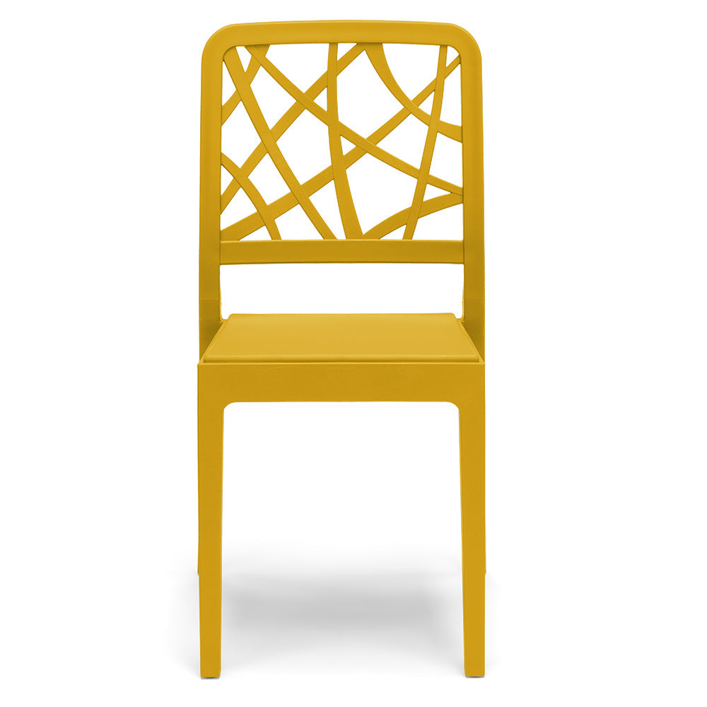 Set 2 sedie in polipropilene PENELOPE, 100% MADE IN ITALY, impilabile, resistente ai raggi UV, design moderno, ideale per sala da pranzo, cucina, sala d’attesa, bar, ristoranti o giardino, colore Senape