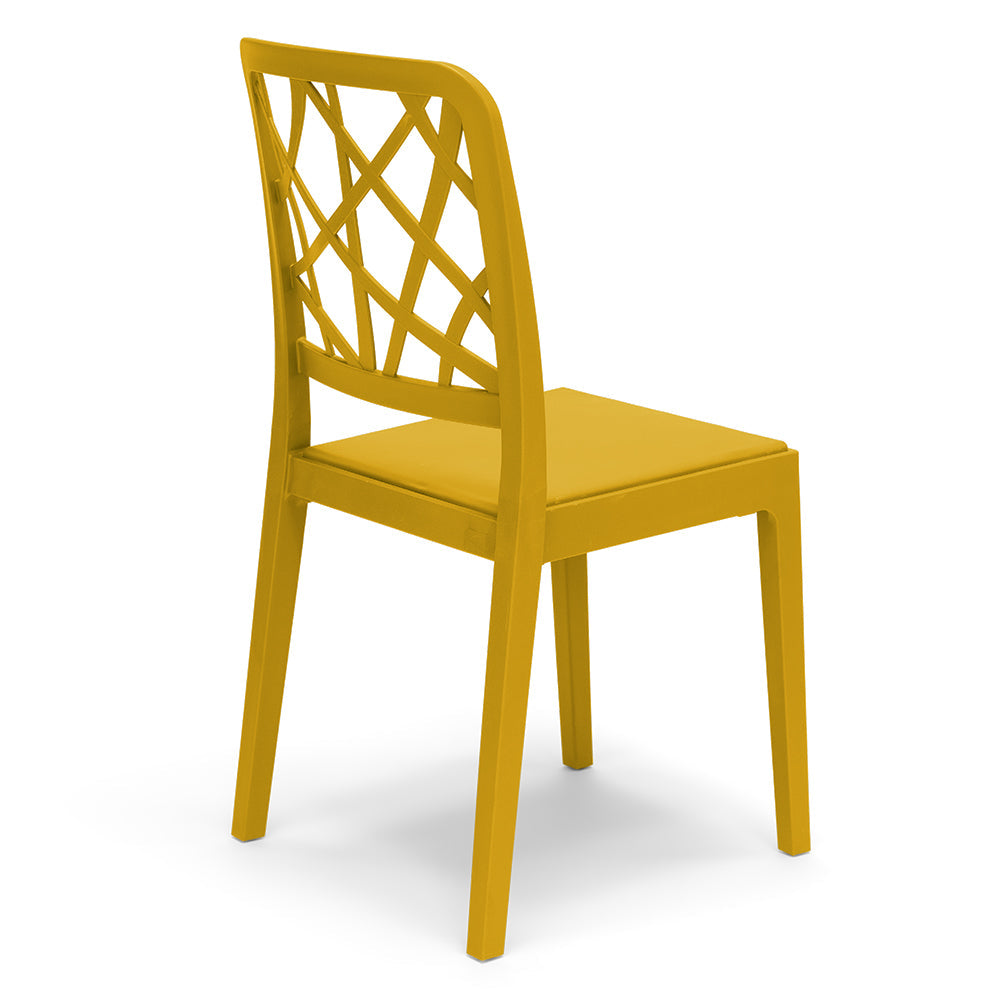 Set 2 sedie in polipropilene PENELOPE, 100% MADE IN ITALY, impilabile, resistente ai raggi UV, design moderno, ideale per sala da pranzo, cucina, sala d’attesa, bar, ristoranti o giardino, colore Senape