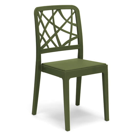 Set 6 sedie in polipropilene PENELOPE, 100% MADE IN ITALY, impilabile, resistente ai raggi UV, design moderno, ideale per sala da pranzo, cucina, sala d’attesa, bar, ristoranti o giardino, colore Verde Oliva