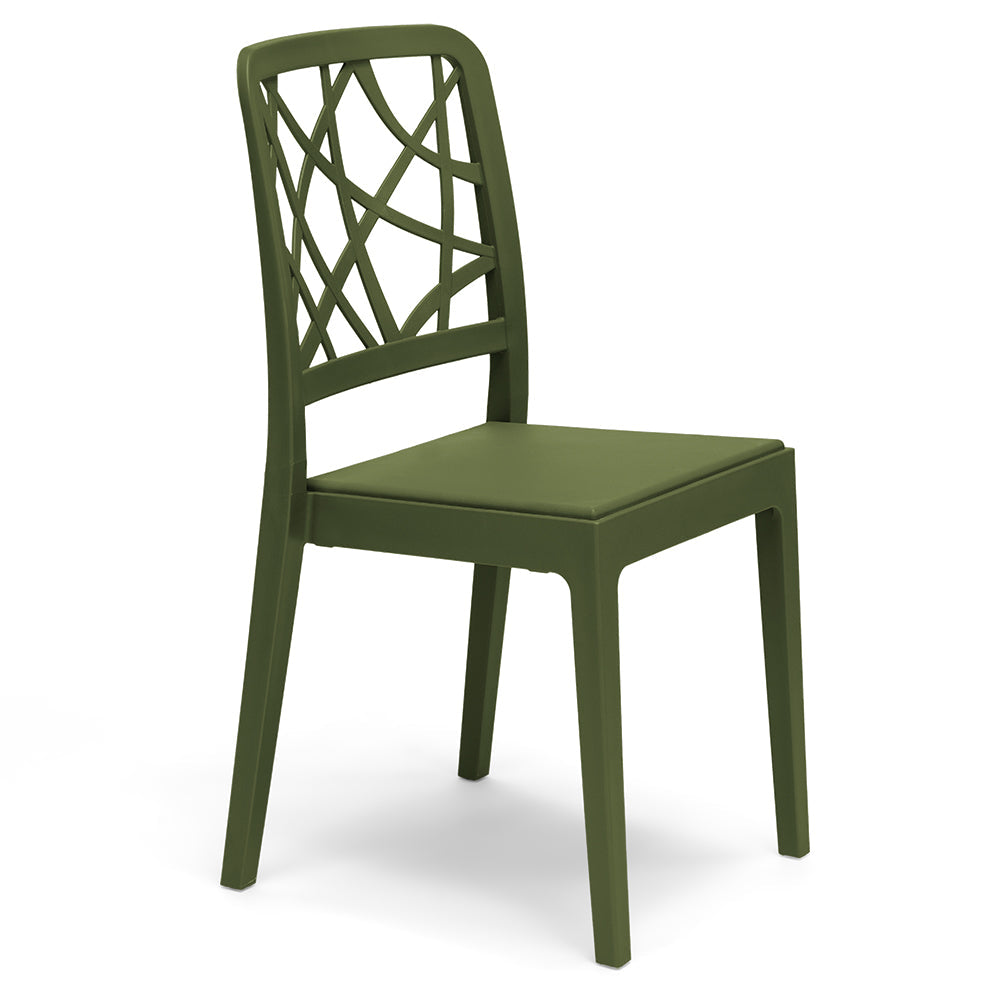 Sedia in polipropilene PENELOPE, impilabile, resistente ai raggi UV, design moderno, ideale per sala da pranzo, cucina, sala d’attesa, bar, ristoranti o giardino, colore Verde Oliva