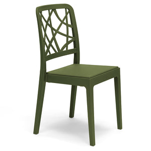 Set 4 sedie in polipropilene PENELOPE, 100% MADE IN ITALY, impilabile, resistente ai raggi UV, design moderno, ideale per sala da pranzo, cucina, sala d’attesa, bar, ristoranti o giardino, colore Verde Oliva