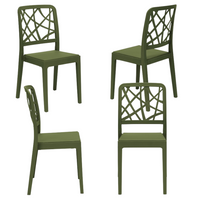Set 4 sedie in polipropilene PENELOPE, 100% MADE IN ITALY, impilabile, resistente ai raggi UV, design moderno, ideale per sala da pranzo, cucina, sala d’attesa, bar, ristoranti o giardino, colore Verde Oliva
