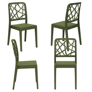 Set 4 sedie in polipropilene PENELOPE, 100% MADE IN ITALY, impilabile, resistente ai raggi UV, design moderno, ideale per sala da pranzo, cucina, sala d’attesa, bar, ristoranti o giardino, colore Verde Oliva