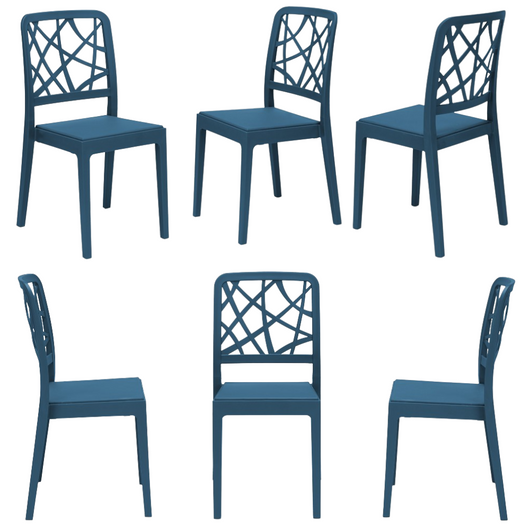 Set 6 sedie in polipropilene PENELOPE, 100% MADE IN ITALY, impilabile, resistente ai raggi UV, design moderno, ideale per sala da pranzo, cucina, sala d’attesa, bar, ristoranti o giardino, colore Petrolio