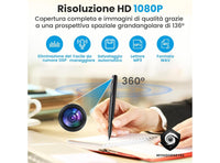 Penna con Telecamera Nascosta 1080p Full-HD Registrazione in Loop Scheda MicroSD da 64 GB Trasferimento Dati USB Rilevamento del Movimento