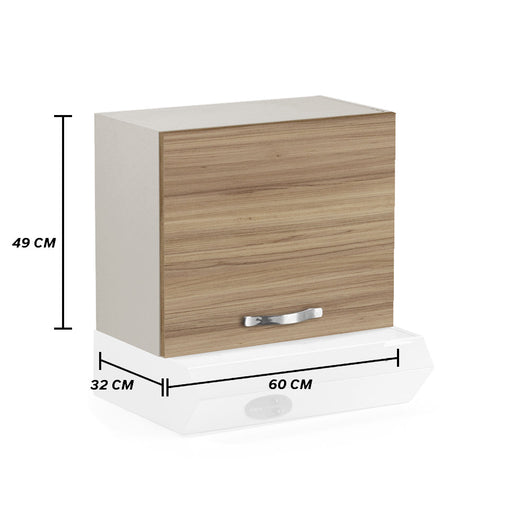 Pensile Cappa per cucina componibile da 60 cm con un'anta linea MAKA, realizzato in legno 100% MADE IN ITALY, colore Noce