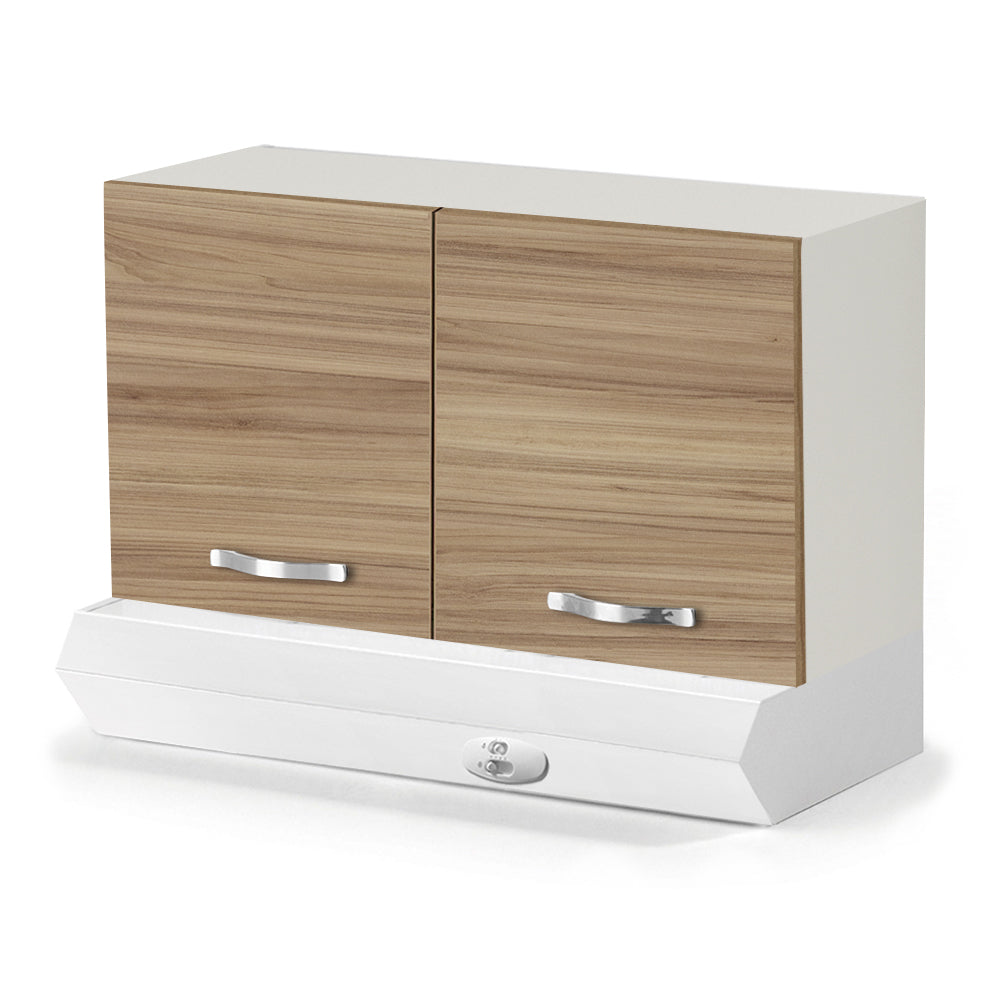 Pensile Cappa per cucina componibile da 90 cm con due ante linea MAKA, realizzato in legno 100% MADE IN ITALY, colore Noce