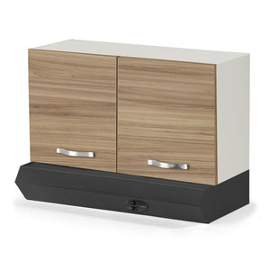 Pensile Cappa per cucina componibile da 90 cm con due ante linea MAKA, realizzato in legno 100% MADE IN ITALY, colore Noce