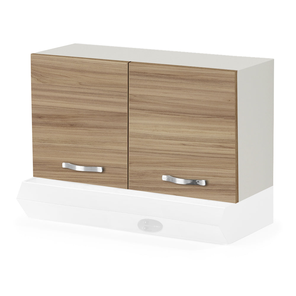 Pensile Cappa per cucina componibile da 90 cm con due ante linea MAKA, realizzato in legno 100% MADE IN ITALY, colore Noce