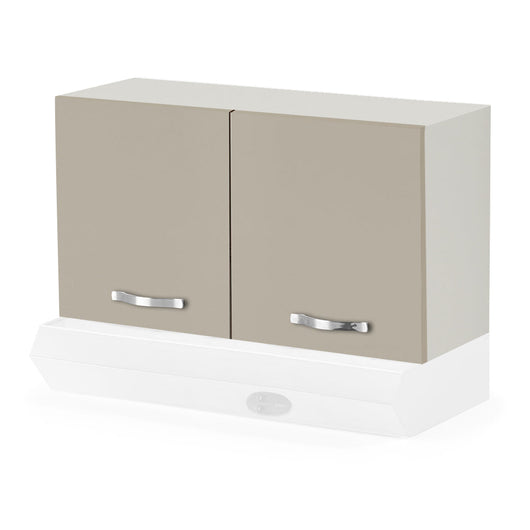 Pensile Cappa per cucina componibile da 90 cm con due ante linea MAKA, realizzato in legno 100% MADE IN ITALY, colore Tortora