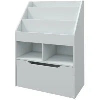Libreria per Bambini con Cassetto, Libreria con Ripiani, 60 x 29,9 x 90 cm, Grigio