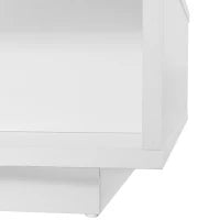 Tavolino da caffè bianco lucido con 4 inserti in vetro, 2 cassetti e 2 vani aperti, Bianco