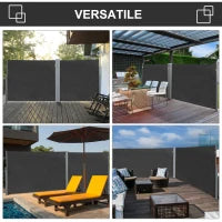 Frangivista da Giardino Estensibile 3x1.8m, Poliestere Anti UV e Alluminio, Grigio