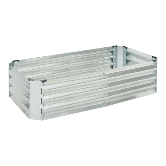 Aiuola Rialzata Celano Bordura Rettangolare in Acciaio Zincato 120x60x30 cm color Argento [en.casa]