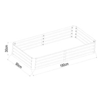 Aiuola Rialzata Celano Bordura Rettangolare in Acciaio Zincato 180x90x30 cm color Argento [en.casa]