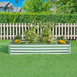 Aiuola Rialzata Celano Bordura Rettangolare in Acciaio Zincato 180x90x30 cm color Argento [en.casa]