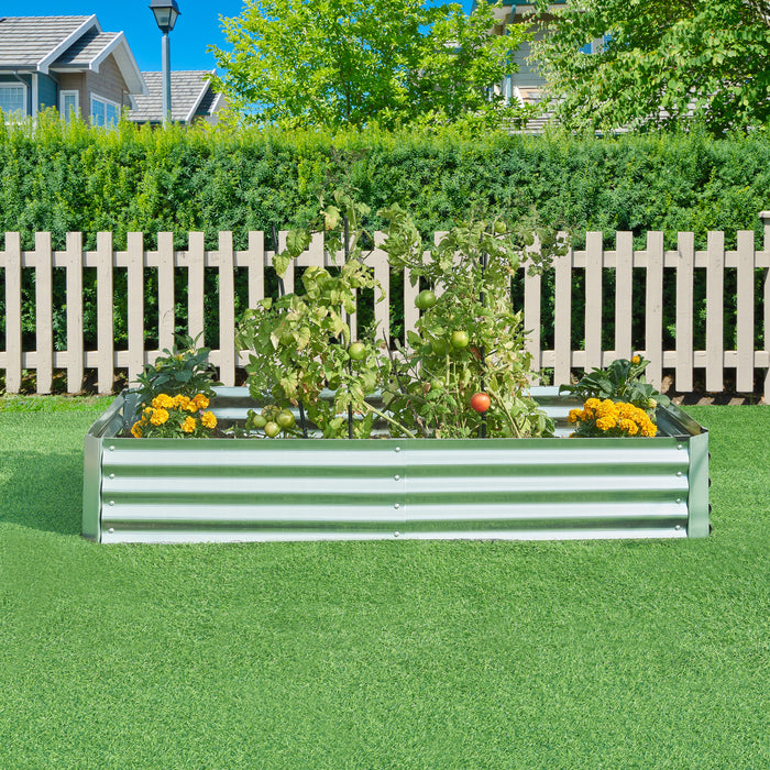Aiuola Rialzata Celano Bordura Rettangolare in Acciaio Zincato 180x90x30 cm color Argento [en.casa]