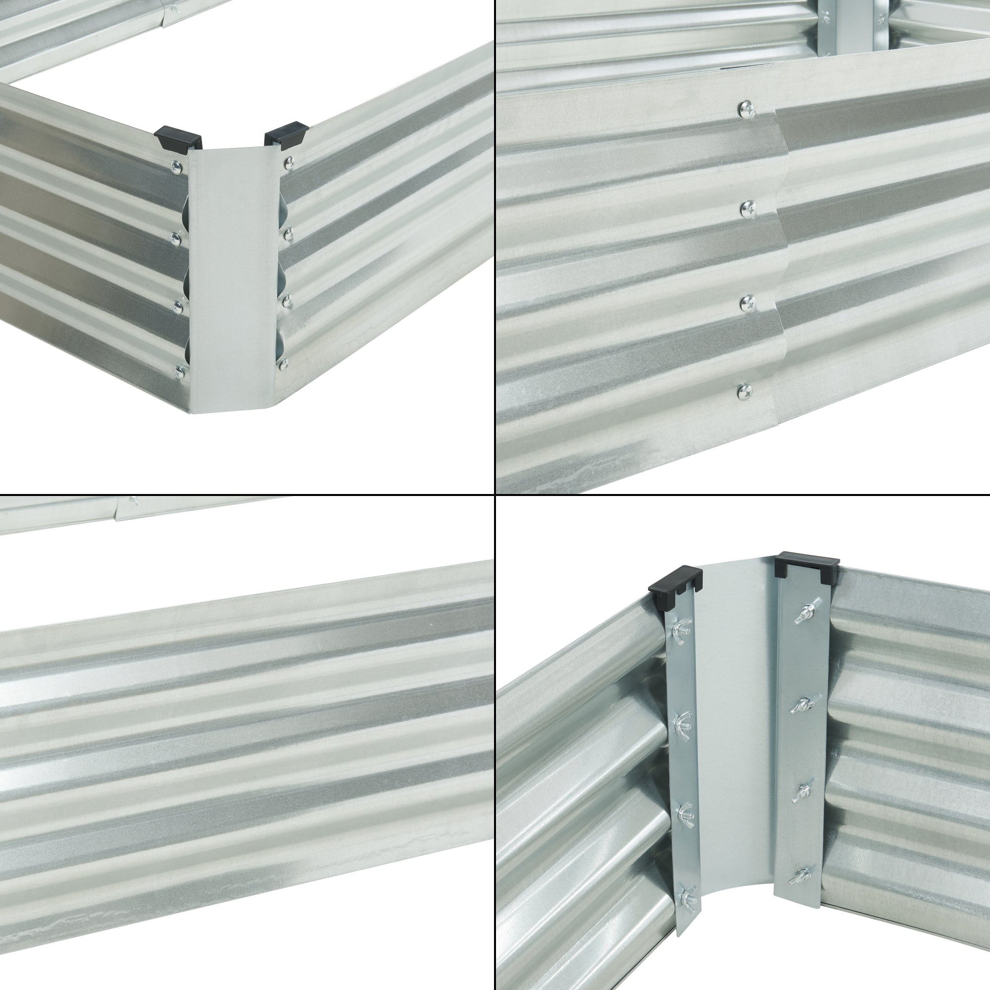 Aiuola Rialzata Celano Bordura Rettangolare in Acciaio Zincato 180x90x30 cm color Argento [en.casa]