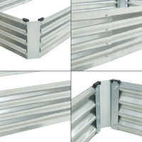 Aiuola Rialzata Celano Bordura Rettangolare in Acciaio Zincato 180x90x30 cm color Argento [en.casa]